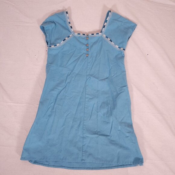 Faherty Jetty Shift Dress 100% Organic Cotton Embroidered Delphinium Medium Boho - Picture 2 of 13